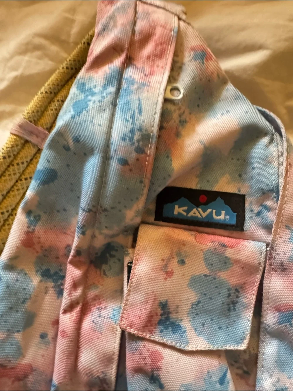 Kavu Pastel Pink & Blue Tie-Dye Sling Backpack